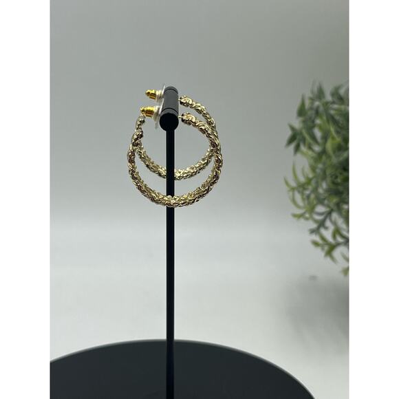 Kendra Scott NATALIE‎ Gold Plated Rattan Open Woven Looking Hoop Earrings - Picture 3 of 11